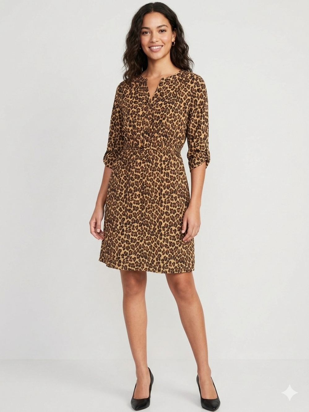 Old Navy Leopard Print Midi Dress - Tan and Black